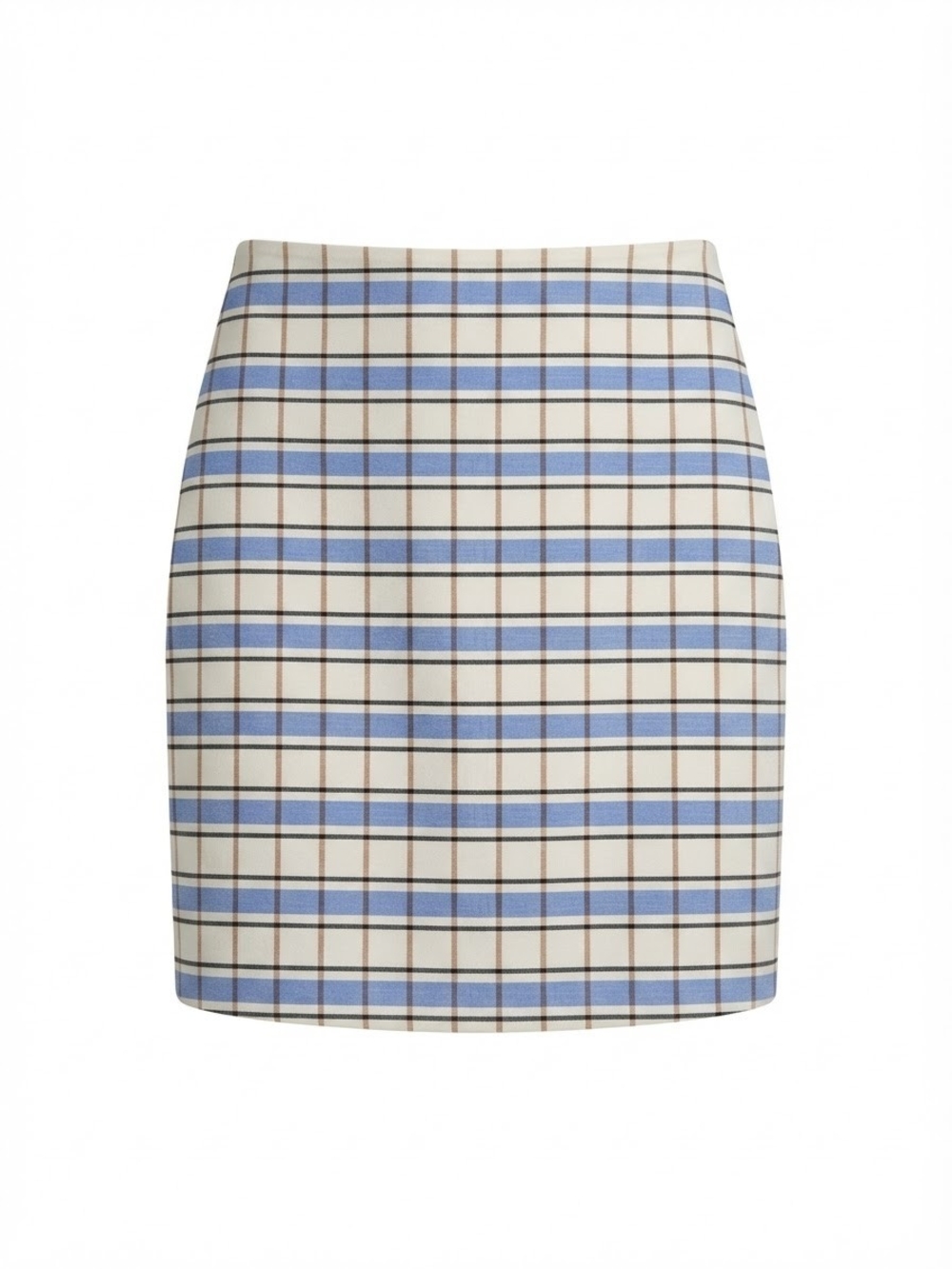 Ann Taylor Factory Cream and Light Blue Plaid Mini Skirt